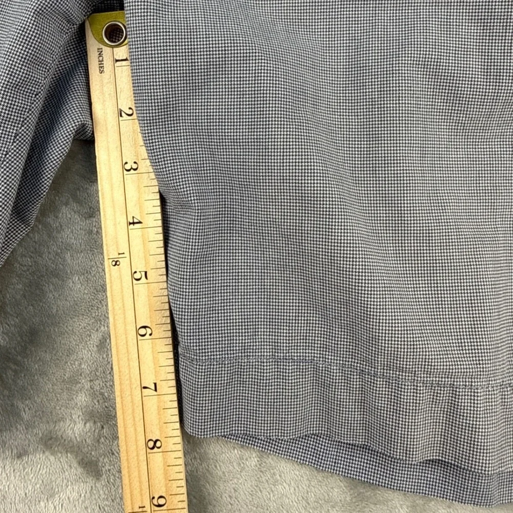 Tommy Hilfiger Mens 38 Custom Fit Houndstooth Chino Shorts Blue White Cotton